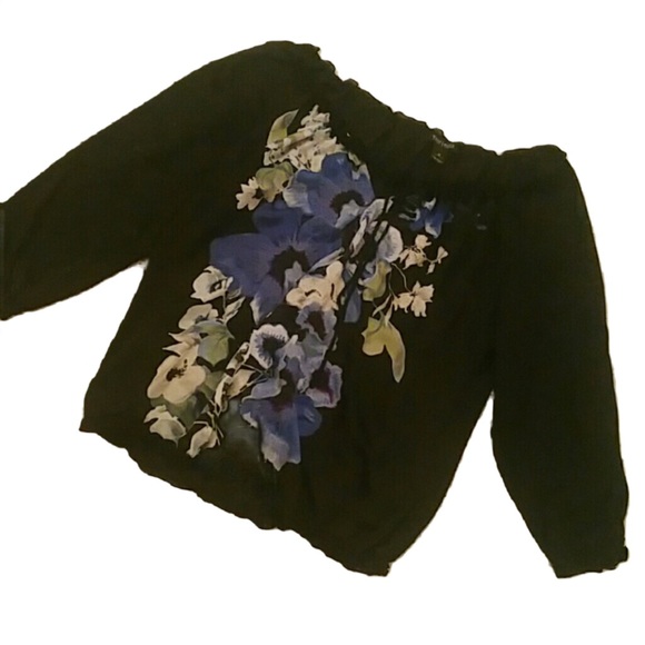 WHITE HOUSE BLACK MARKET SHEER LONG SLEEVE BLOUSE floral TOP - Picture 2 of 6